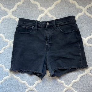 High waisted black jean shorts